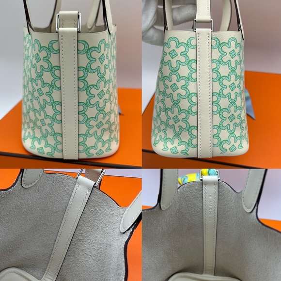 āSOLDāAuthentic Hermes Nata Swift PHW Lucky Daisy Micro Picotin 14 - Picture 7 of 17